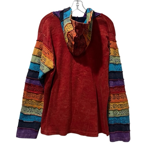 Greater Good Women’s 1X Rainbow Sunshine Zip Patchwork Indie Cotton Hoodie R6 - Picture 2 of 6